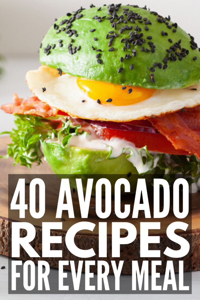 40 Healthy Avocado Recipes for Every Meal | If you're looking for new and exciting ways to incorporate avocado into your breakfast, lunch, dinner, and dessert, we're sharing 40 of the best ideas to inspire you! From a fruit and veggies smoothie, to guacamole and mango salsa, to a simple pasta with avocado and lime, to avocado keto brownies, these ideas are equal parts easy, filling, and delicious. And they're great for weight loss, too!