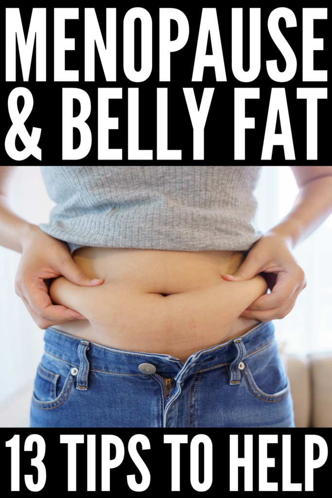 How To Get Rid of Menopause Belly Fat | From hot flashes, to night sweats, to mood swings, perimenopause and menopause can cause many uncomfortable symptoms. Many women gain weight during the transition to menopause, particularly around their midsection, which can lead to metabolic syndrome and other health-related conditions. The good news is that it IS possible to lose weight after menopause, and this post includes lifestyle changes plus diet and exercise tips to help!