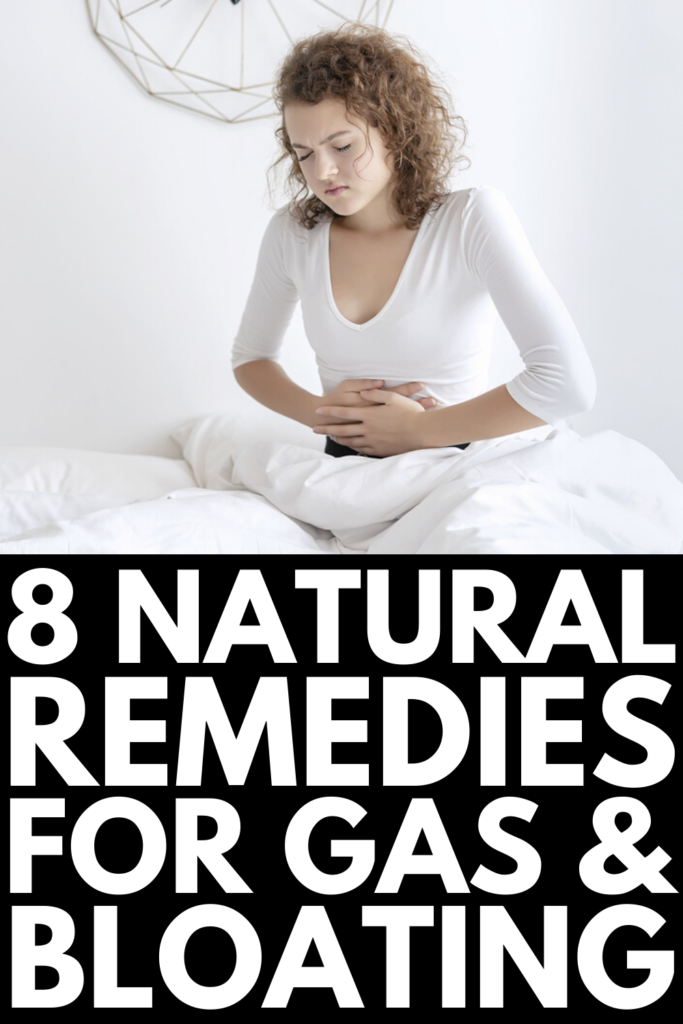 8 Gas and Bloating Remedies I Swear By | If you want to know how to get rid of gas and bloating fast, we\'re sharing 8 bloating relief remedies that work. Whether you have smelly, stinky, trapped gas after eating the wrong foods, PMS or period pain, or suffer from IBS, these natural remedies offer overnight relief. The secret to a flat belly isn\'t always stomach crunches and ab exercises - these lifestyle and diet changes can help! #bloating #bloatingrelief #bloatingremedies