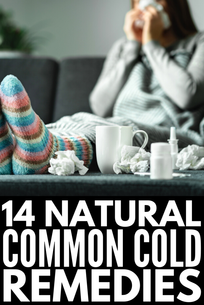 14 Natural Common Cold Remedies That Work | If you want to know how to get rid of a cold and all the symptoms that come with it fast, like a runny nose, sore throat, cough, chest congestion, headache, and fatigue, we\'re sharing 14 natural cures to help you feel better sooner! These DIY remedies will boost your immune system, giving you quick relief that lasts, and most of these can be used with babies and kids! #naturalremedies #homeremedies 
