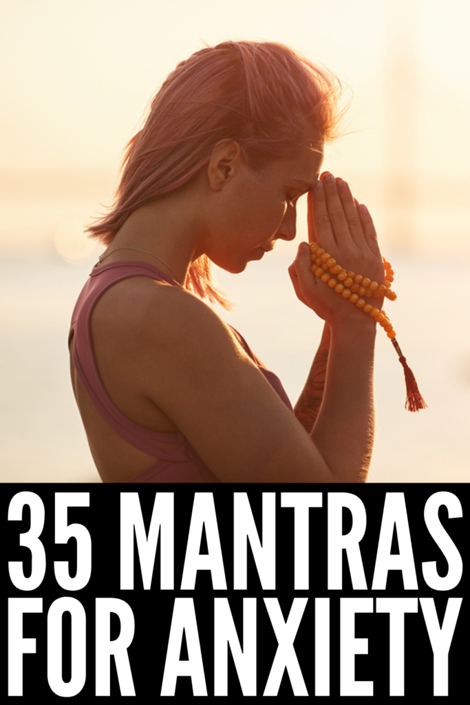 35 Mantras for Anxiety | If you’re looking for strategies to help you stop worrying about things that are out of your control, these positive affirmations will help! Mantras help calm down the physical symptoms of anxiety, keep your mind focused and in the present, and challenge distorted thoughts. These inspiring quotes and mottos can be used as part of your daily meditation and mindfulness, or you can recite them repeatedly when anxiety strikes. #mantras #positivemantras #positiveaffirmations