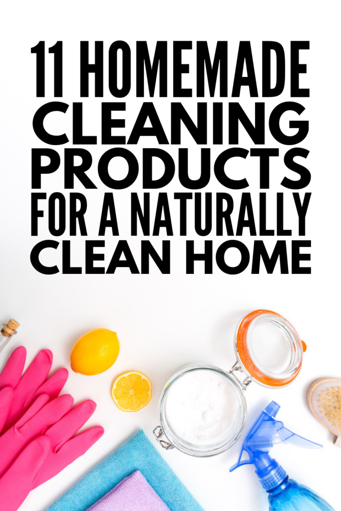11 Homemade Household Products | Natural living meets saving money with this collection of DIY cleaning products, cleanses, and stain removers using ingredients you probably already have on hand. Learn how to cut through grease and make your home shine using simple products like baking soda, white vinegar, hydrogen peroxide, rubbing alcohol, and water. These household cleaners are equal parts awesome and effective! #naturalhousehold #naturalhouseholdproducts #naturalliving 